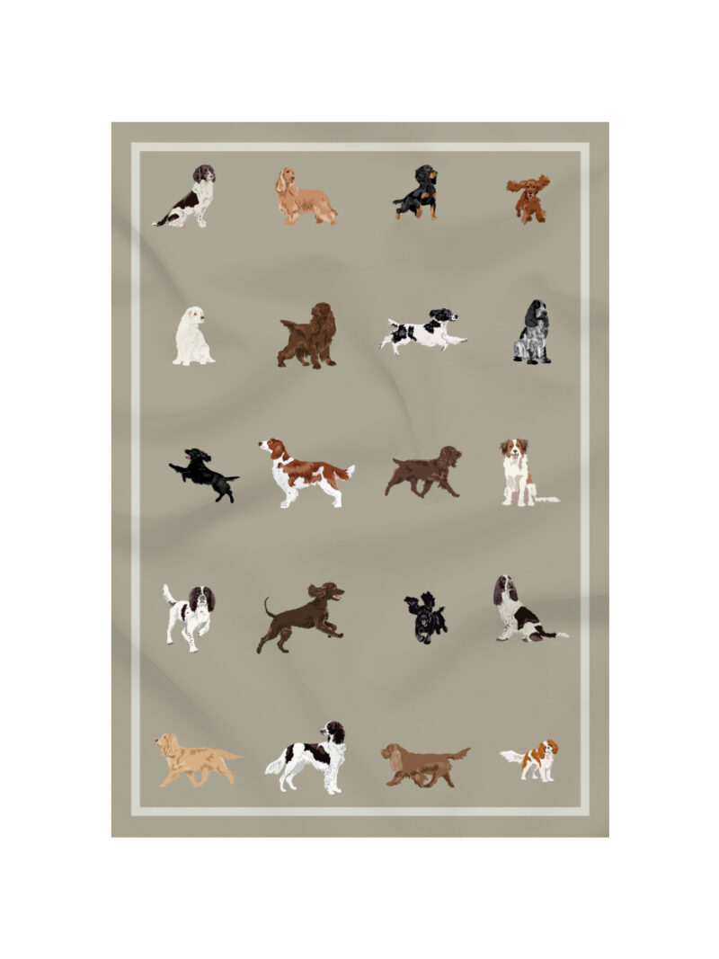 Just Spaniels Tea Towel in Sage