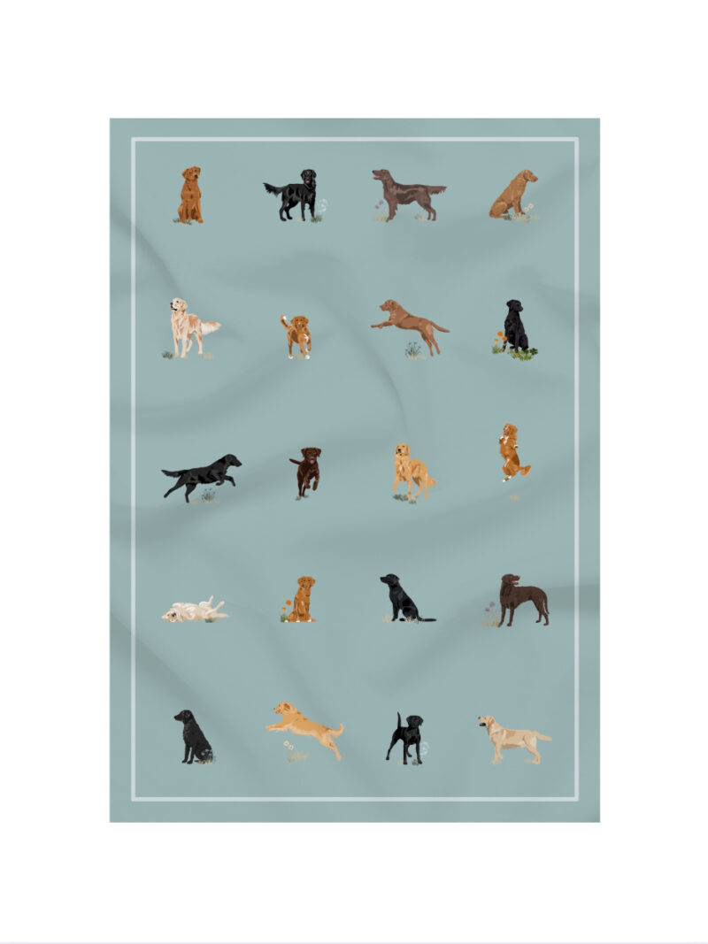 Just Retrievers Tea Towel in Duck Egg