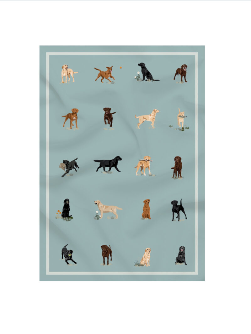 Just Labradors Tea Towel in Duck Egg