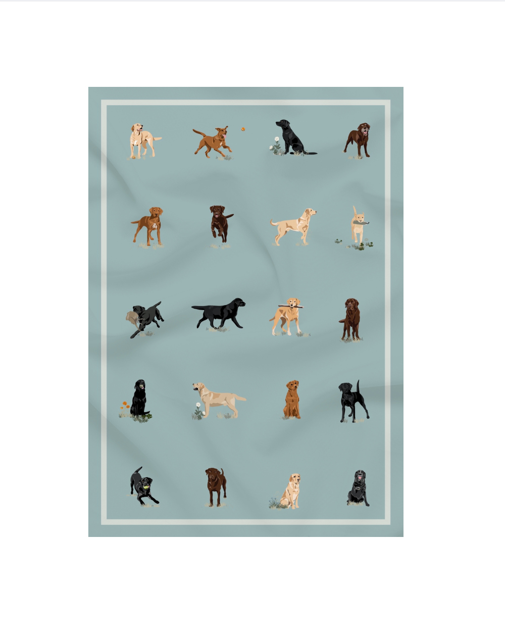 Just Labradors Tea Towel in Duck Egg